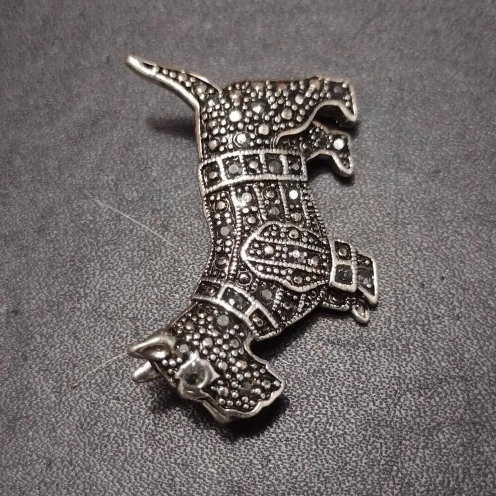 Silver tone terrier dog brooch